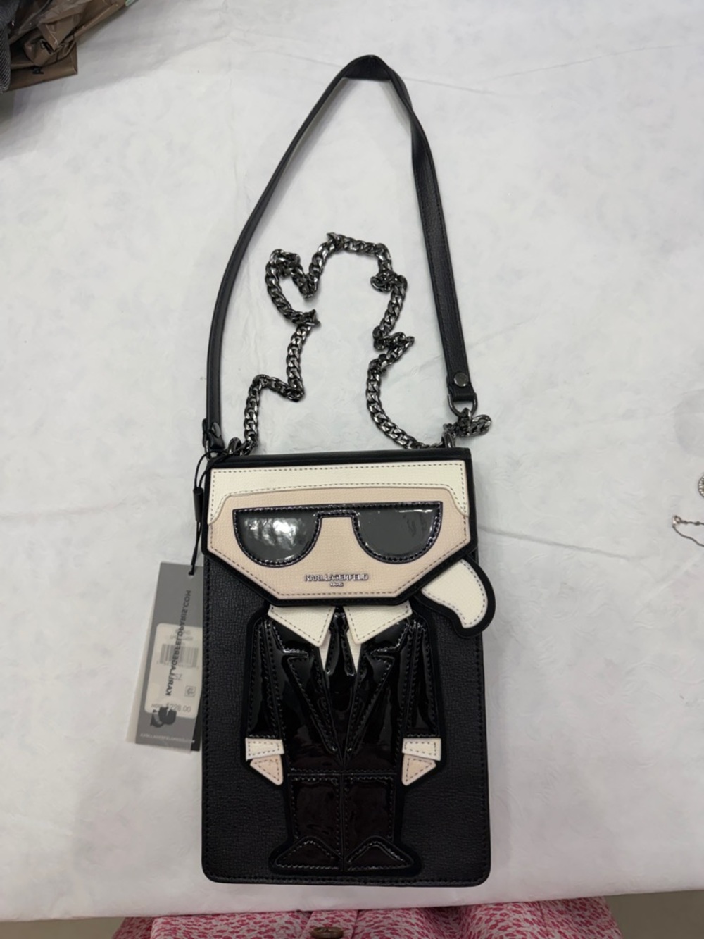 Karl Lagerfeld Black & Cream Sunglass Character Crossbody